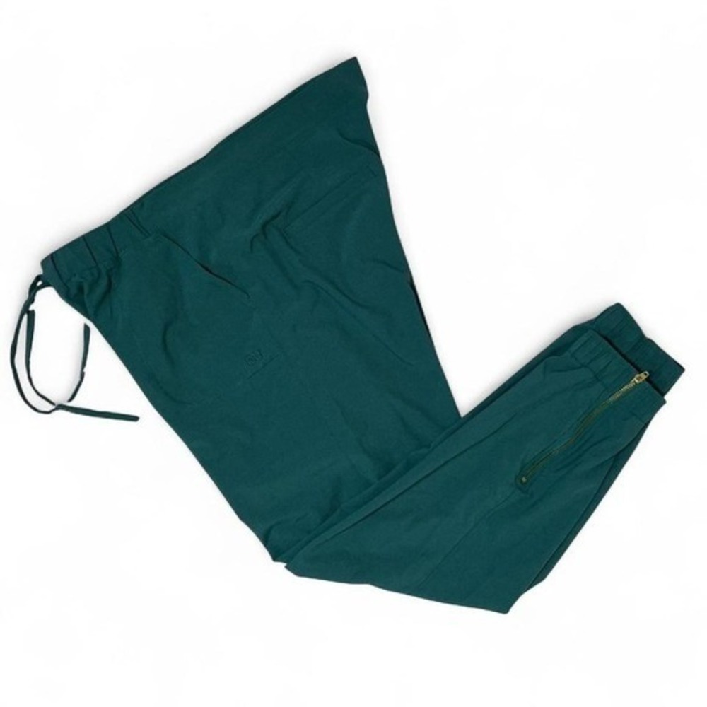 Albion Fit Jetsetter Joggers Womens Small Gold Ankle Zip Pants Green # 124780